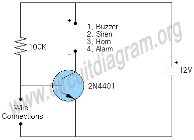 Simple Burglar Alarm | Circuit Diagram