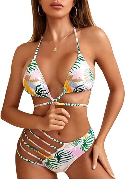 CORAFRITZ Conjunto De Bikini Sexy Multicolor Con Lazo En La Espalda Y