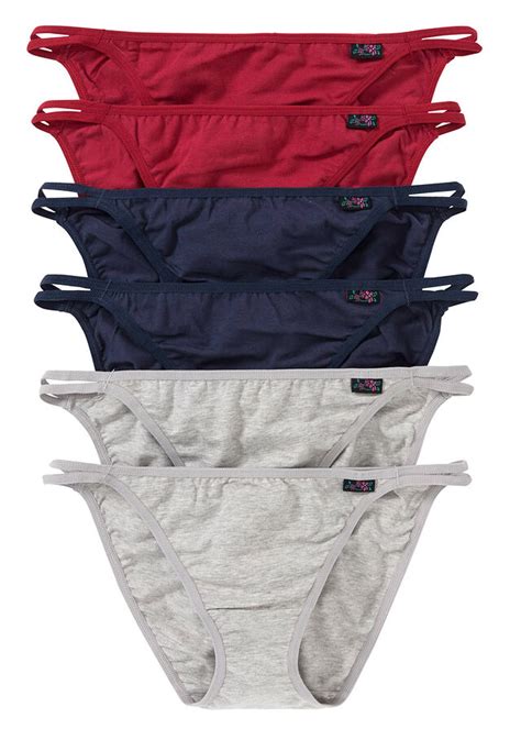 Pack De Bragas Tipo Bikini Gris Claro Jaspeado Azul Marino Rojo Atardecer Bonprix