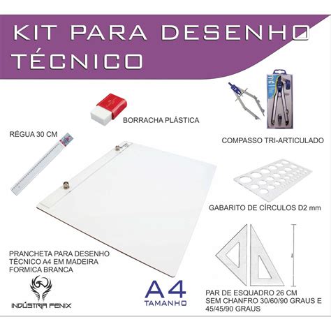 Kit Desenho Técnico Prancheta Engenharia ARQUITETURA A4 FORMICA