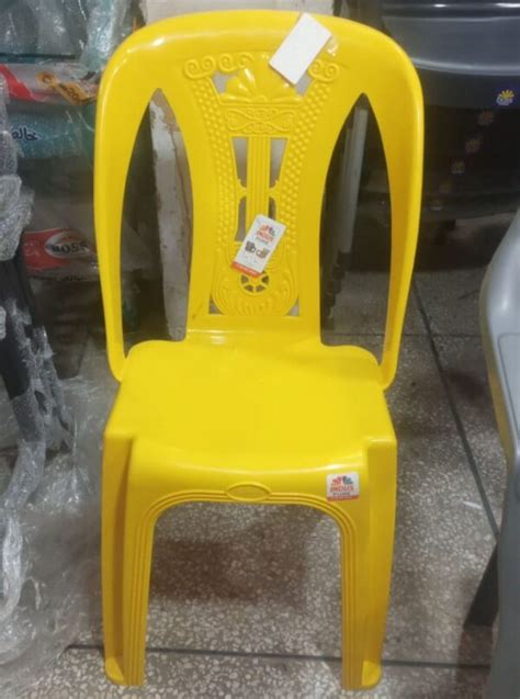 Plastic Armless Chair, Yellow Color Chair - Plastic Furniture Suppliers