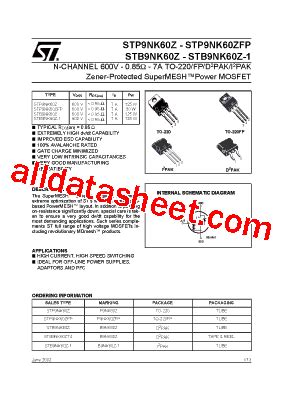 P Nk Zfp Datasheet Pdf Stmicroelectronics