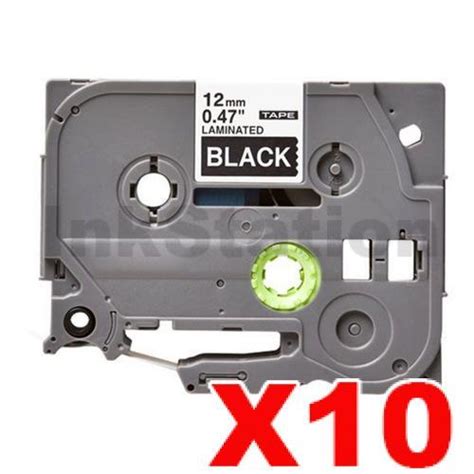 Brother 10 x TZe-335 Compatible 12mm White Text on Black Laminated Tape ...