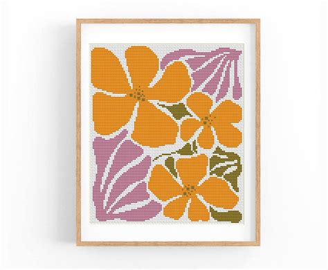 Cross Stitch Pattern Modern Floral Abstract Modern Flowers Easy X