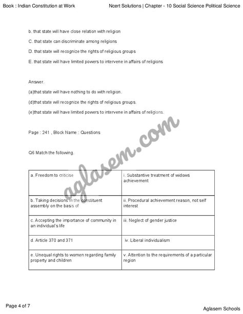 Ncert Solutions For Class Political Science Chapter The