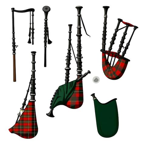 Bagpipes Vector Set White Background Isolated A High Qua Premium AI