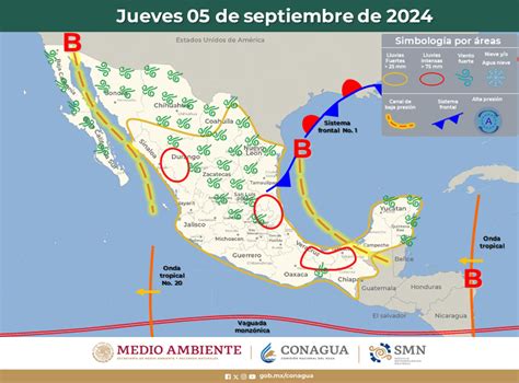 Frente Frío 1 y Onda Tropical 20 provocarán fuertes LLUVIAS en estos