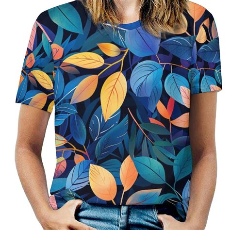 DNAGSBBSN Summer Leaves 481 Full Print Graphic T Shirts Short Sleeve