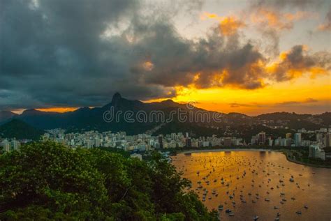 Rio De Janeiro Brazil Beautiful Scenery At Sunset On Top Of The Sea