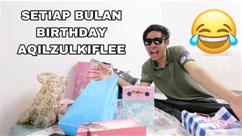 Setiap Bulan Birthday Aqil Unboxing Hadiah Peminat Youtube