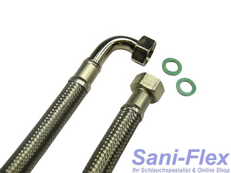 Sani HiFlex 1 2 ÜM x 1 2 ÜM mit 90Bogen Panzerschlauch Flexschlauch