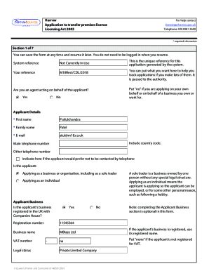 Fillable Online Harrow Application To Transfer Premises Licence