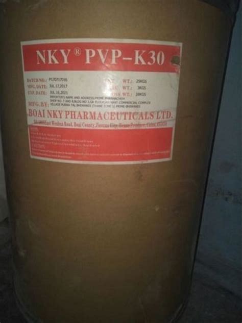 Polyvinylpyrrolidone Pvp K 30 Packaging Type Drum Packaging Size 25