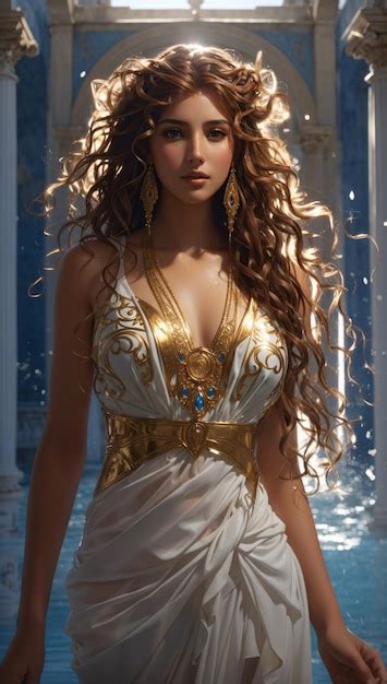 Beautiful Illustration Of A Greek Goddess Aphrodite Premium Ai Generated Image