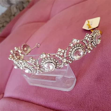 Corona Plateada Princesa Cristal Boda Xv A Os Novia Envio Gr En Venta