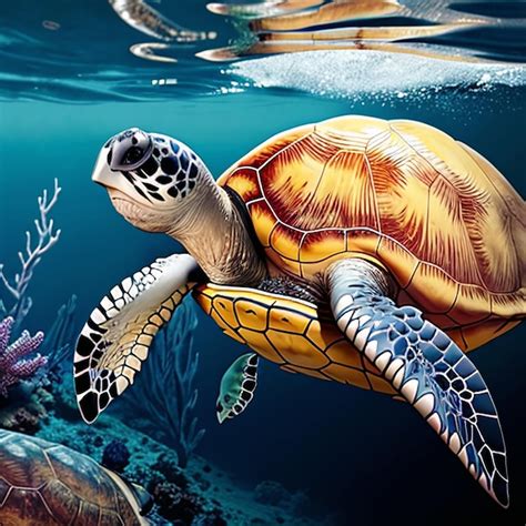 Premium Ai Image Illustration Of Turtles In Deep Blue Sea