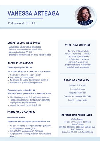 Curriculum Recursos Humanos Modelos De Cv