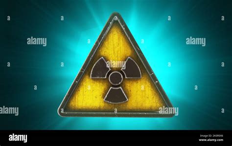 3d Representación De La Animación Del Símbolo De Peligro Nuclear Por Radiación En Un Triángulo