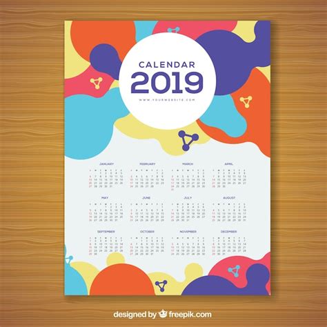 Calendario Colorido Para 2019 Vector Gratis