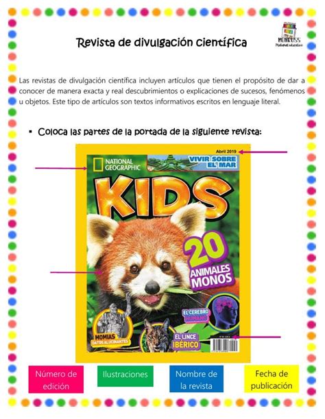 Revista de divulgación worksheet Revistas preescolares Texto de