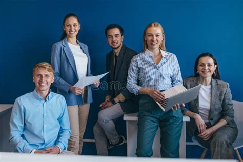 Portrait of Business People Standing Together in Office Stock Image ...