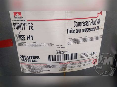 SEALED 54.2 GAL DRUM PETRO-CANADA PURITY FG COMPRESSOR FLUID 46 - Jeff ...