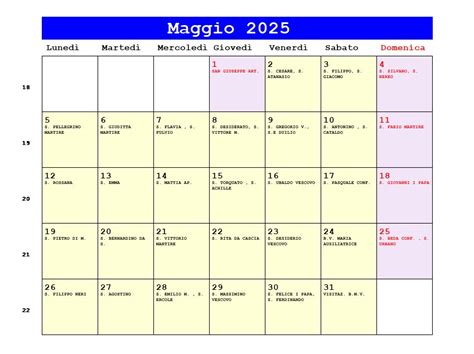 Calendario Maggio 2025 Da Stampare Festa Della Mamma E Del Lavoro