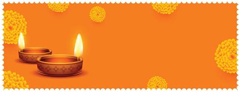 traditional realistic happy diwali flowers and diya orange banner 37758624 Vector Art at Vecteezy