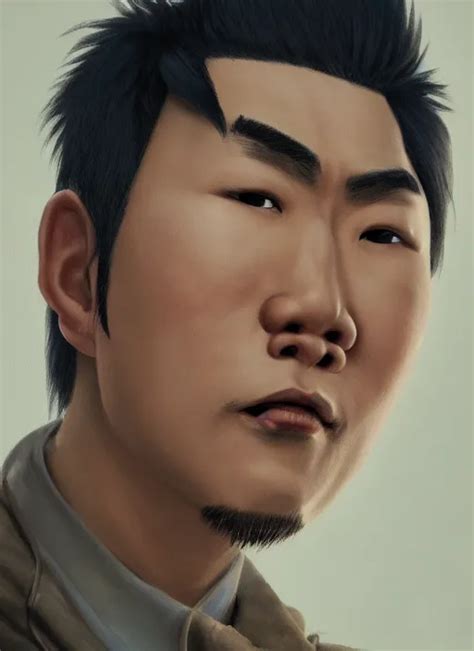 A Painting Of A Handsome Sad Asian Guy In The Style Stable Diffusion