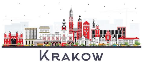 Kraków Polska City Skyline Z Kolorowymi Budynkami Podróże Służbowe I