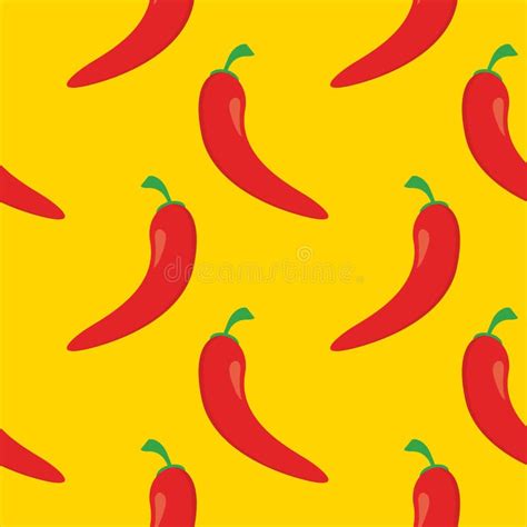 Chili Seamless Pattern Vector Illustration Hot Chili Peppers Seamless Pattern Stock Vector