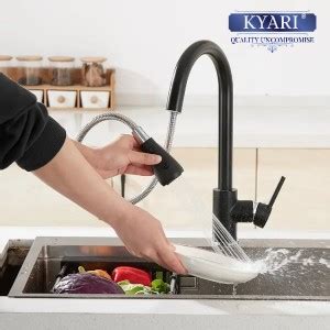 Kyari Matte Black Luxury Hot Cold Water Kitchen Sink Mixer Pull Out Mode Tap For Kitchen