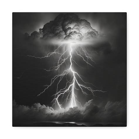 Lightning Strike Black and White Canvas Print - Etsy