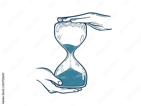 Hands Holding Hourglass Sketch Illustration Sand Glass Timer Drawing Vector Stock Vector Adobe