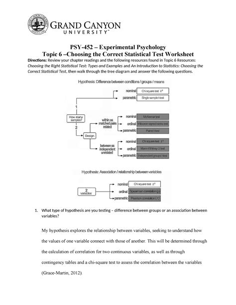 Mdorta Psy Rs Choosing The Correct Statistical Test Worksheet Psy