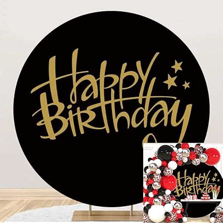 Buy Dashan Happy Birthday Backdrop Men Black And Gold Round Backdrop