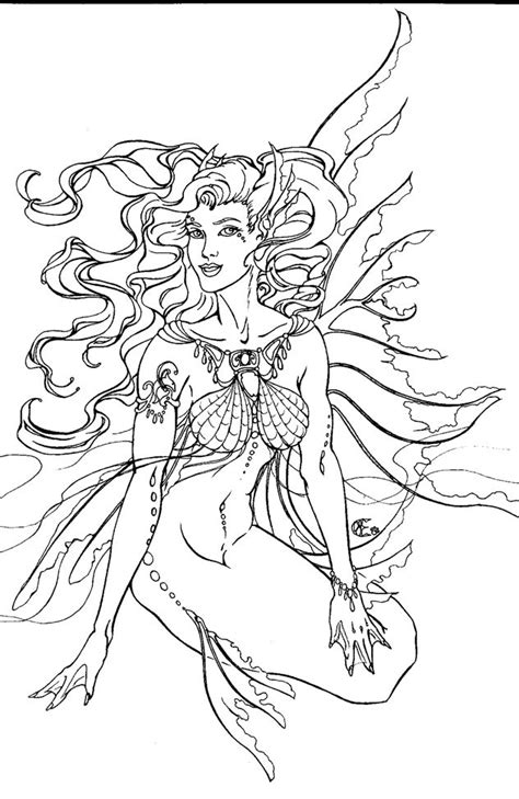 Charming animated outline mermaid tattoo design - Tattooimages.biz