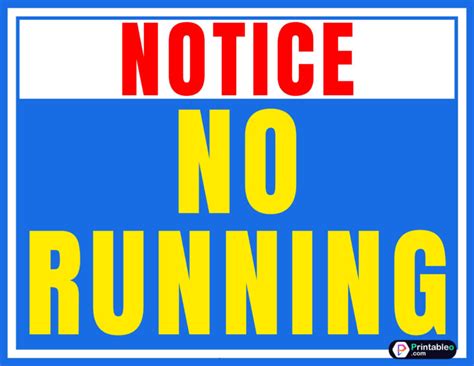 20printable No Running Sign Download Free Pdfs