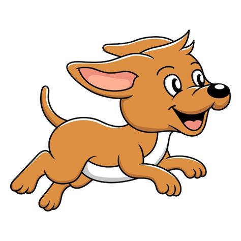 Premium Vector Cute Little Dog Running Vector Cartoon Illustration