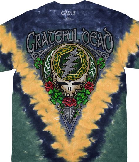 Grateful Dead Gd Shamrock V Tie Dye T Shirt Tee Liquid Blue