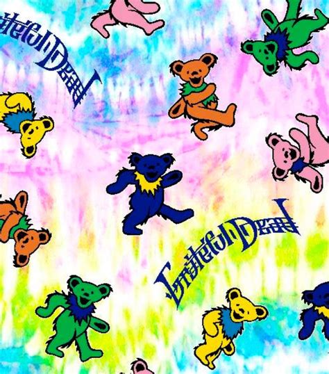 Grateful Dead Dancing Bears Fabric Rainbow Colors on Tie-dye | Etsy