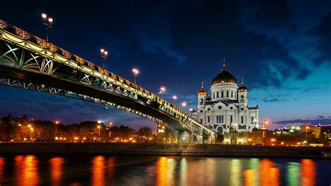 Fondos de Pantalla Moscú Rusia Puentes Templo Ríos Catedral Cathedral