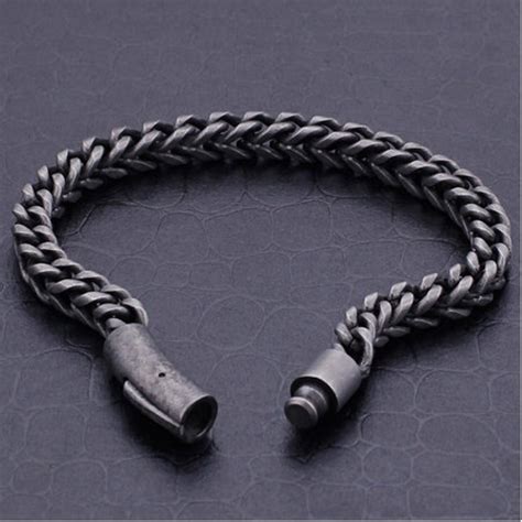 Lange Kette Männer Armband cool schwarz Edelstahl Armbänder Etsy