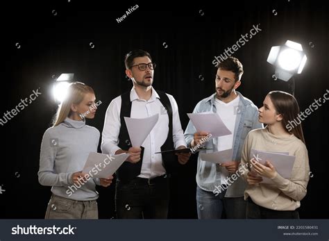 Professional Actors Reading Their Scripts During Stock Photo 2201580431 ...