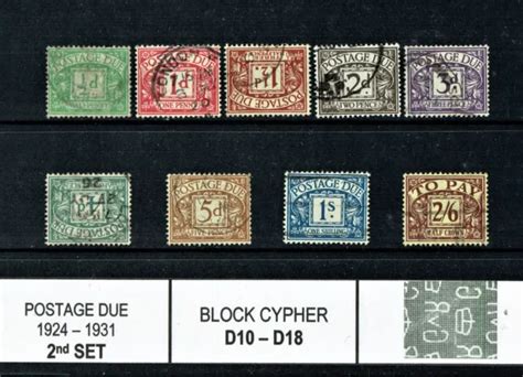 GB KING GEORGE V 1924 31 2nd SET POSTAGE DUE SGD10 18 Wmk BLOCK