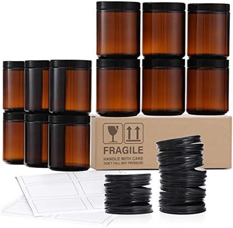 Amazon Pack Amber Glass Jars Oz Thick Amber Round Glass Jars