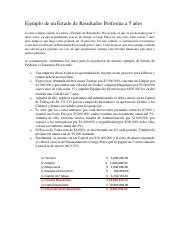 Ejemplo de un Estado de Resultados Proforma a 5 años pdf Ejemplo de