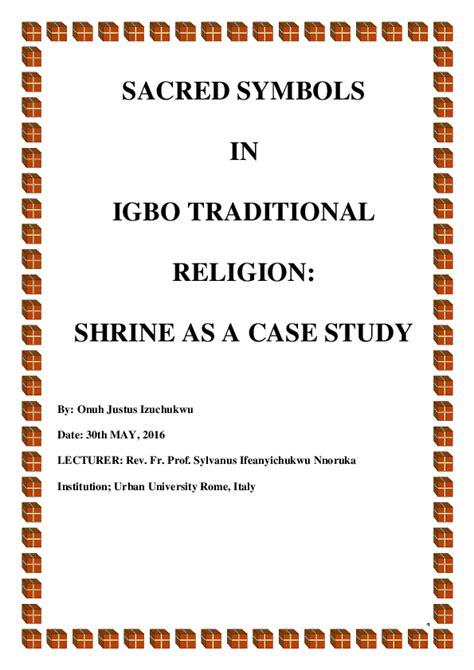 DOC) SACRED SYMBOLS IN IGBO TRADITIONAL RELIGION: SHRINE AS, 54% OFF