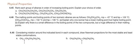 Solved Physical Properties Rank Each Group Of Alkanes Chegg