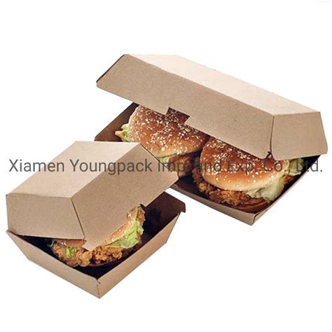 Cardboard Hamburger Box Disposable Fast Food Brown Kraft Paper Burger